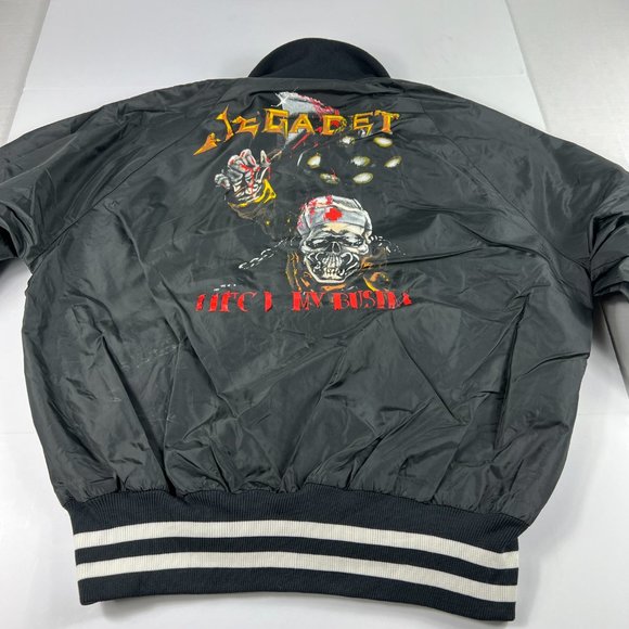VTG Megadeath Bomber Jacket Large Black Killing Is My Business Thrashed Graphic - Picture 9 of 14